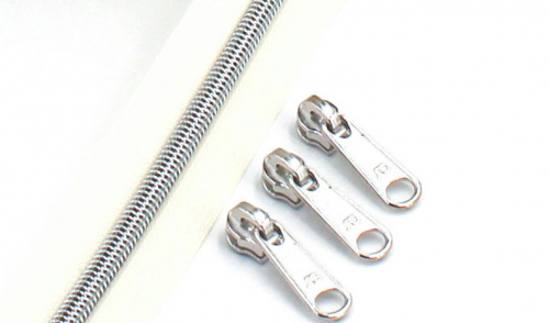 Endlosreißverschluss metallisiert naturweiß/ silber (1m)